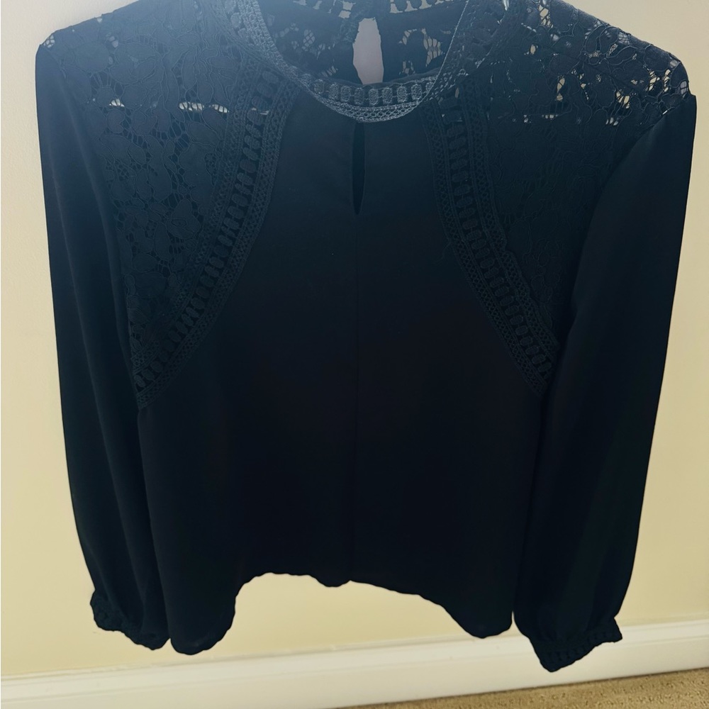 Black Cropped Embellished Blouse with Mandarin Collar